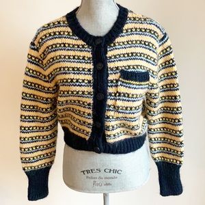 Zara alpaca wool blend cropped heart cardigan button up sweater